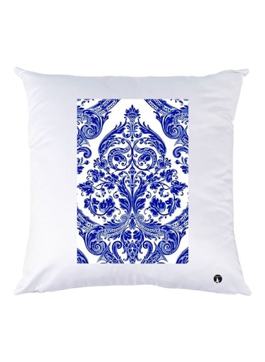 Decorative Printed Throw Pillow White/Blue 30x30cm