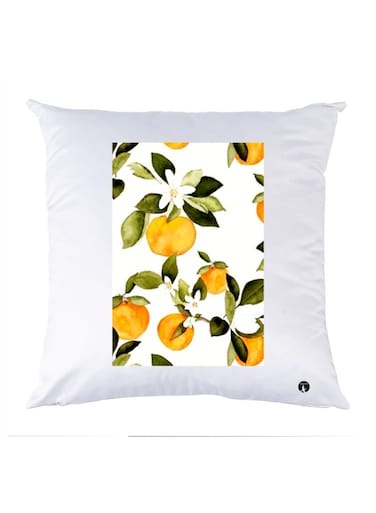 Printed Pillow polyester White/Green/Orange 30x30cm