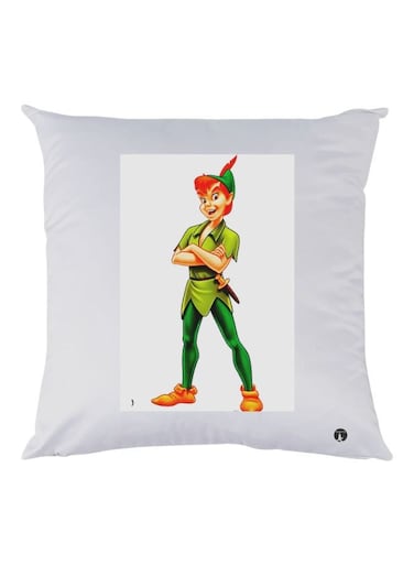 Cartoon Printed Throw Pillow White/Green/Orange 30x30cm