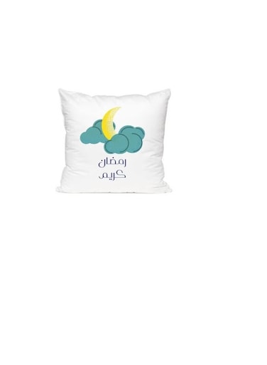 Ramadan Kareem Printed Pillow White/Blue/Yellow 40x40cm