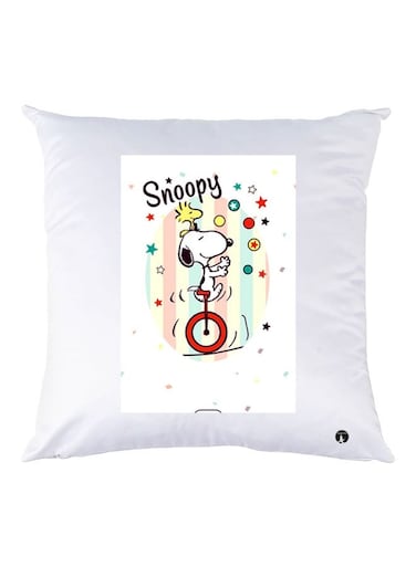 Snoopy Printed Decorative Throw Pillow White/Black/Red 30x30cm