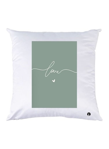 Love Quote Printed Throw Pillow Polyester White/Green 30x30cm