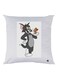 Tom And Jerry Printed Decorative Throw Pillow White/Grey/Brown 30x30cm
