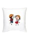 Chibi Maruko Chan Character Printed Decorative Pillow White/Orange/Blue 16x16inch