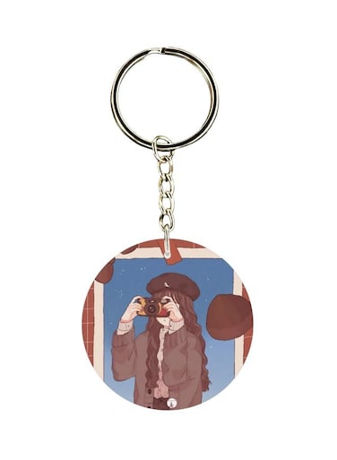 Double Sided Girl Printed Keychain