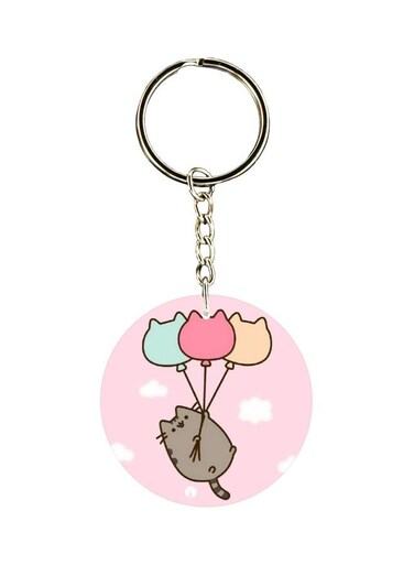 Cartoon Cat Printed Double Sided Keychain