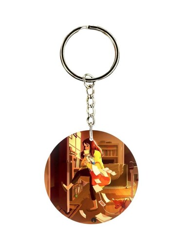 Cartoon Girl Printed Keychain