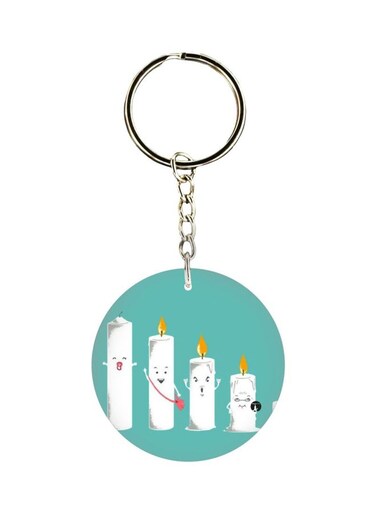 Candle Printed Single Sided Keychain