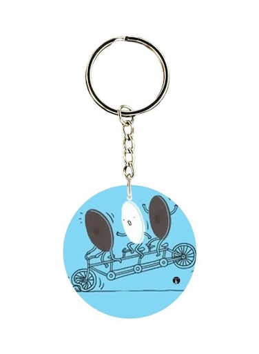 Cycling Cream Biscuit Printed Keychain