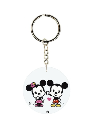 Mickey And Minnie Printed Double Sided Keychain