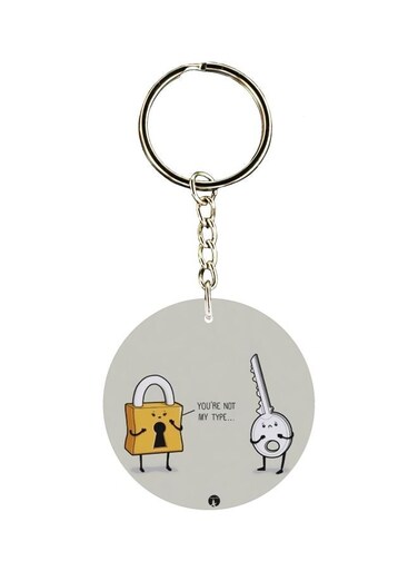 Double Side Lock And Key Printed Keychain
