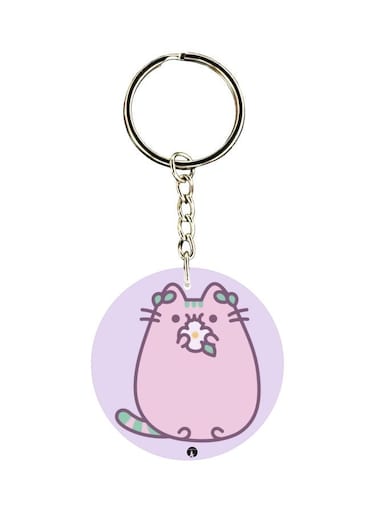 Cartoon Cat Printed Double Sided Keychain