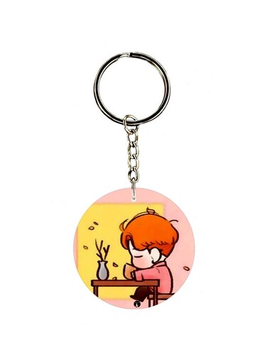 Cartoon Boy Printed Dual Sided Keychain
