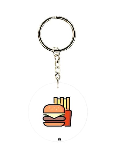 Burger Printed Double-Sided Keychain