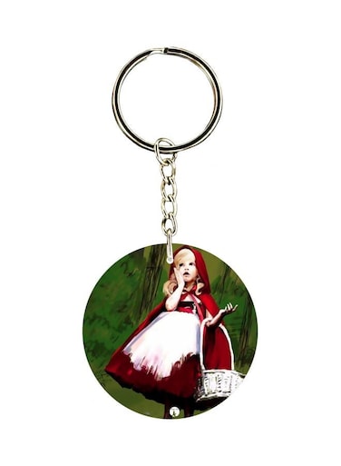 Girl With A Basket Printed Keychain