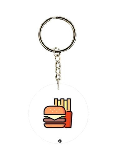 Burger Printed Double-Sided Keychain
