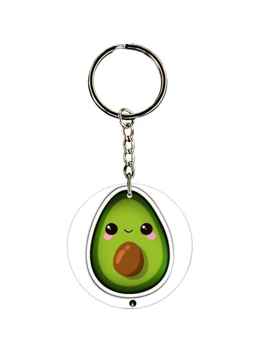 Double Sided Avocado Printed Keychain