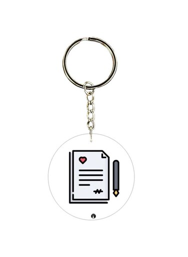 Pen And Paper Printed Double Sided Keychain