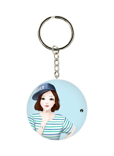 Cartoon Girl Printed Keychain