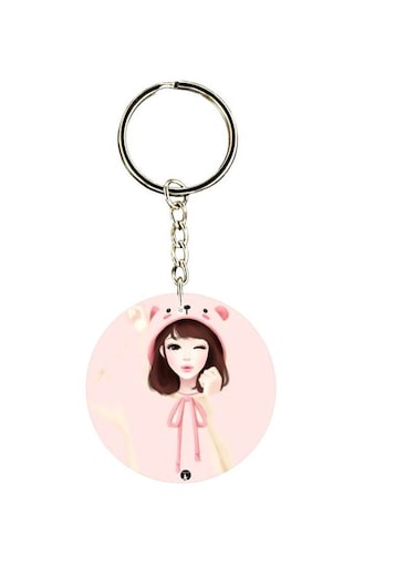 Double Sided Girl Printed Keychain
