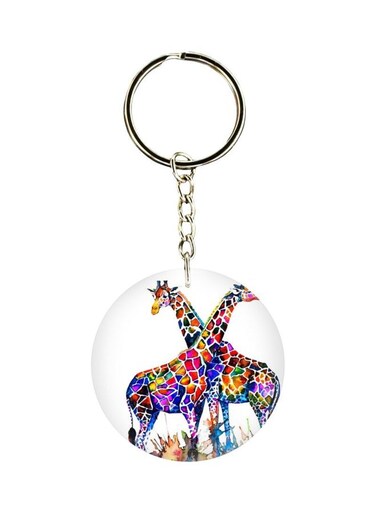 Double Sided Giraffe Printed Keychain