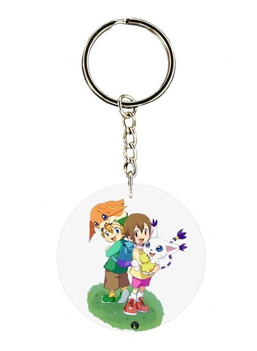 Anime Digimon Double Side Printed Keychain