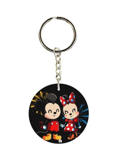 Mickey And Minnie Mouse Cartoon Printed Keychain