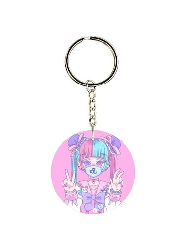 Cartoon Girl Printed Keychain