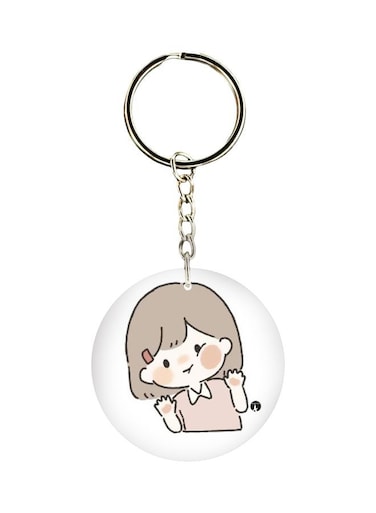 Cartoon Girl Printed Single Sided Keychain
