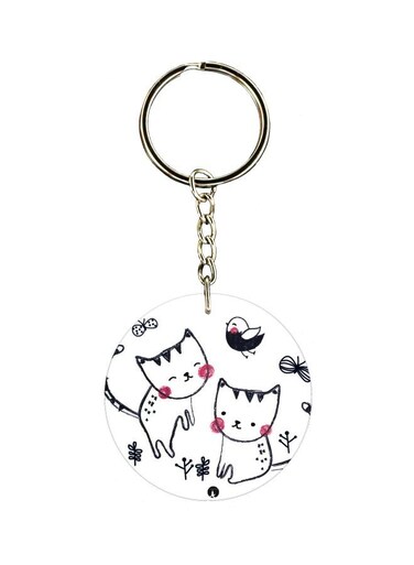 Cat Printed Single Sided Keychain