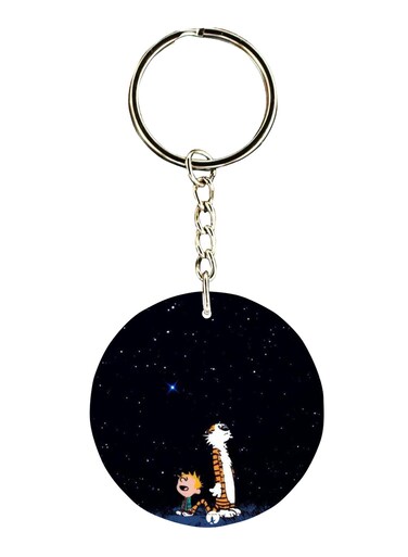 Double Sided Calvin And Hobbes Printed Keychain
