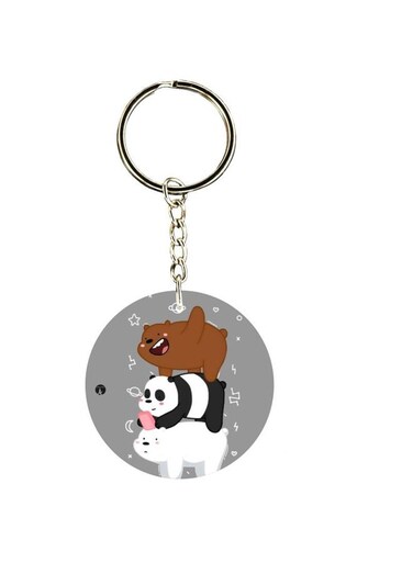 Double Sided Bear And Panda Printed Keychain