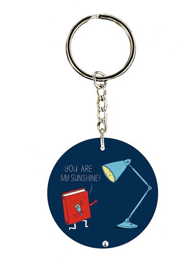 A Lamp And Book Double Side Printed Keychain