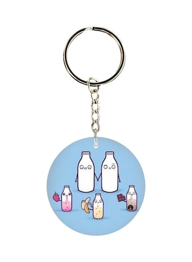 Milk Bottle Printed Single Sided Keychain