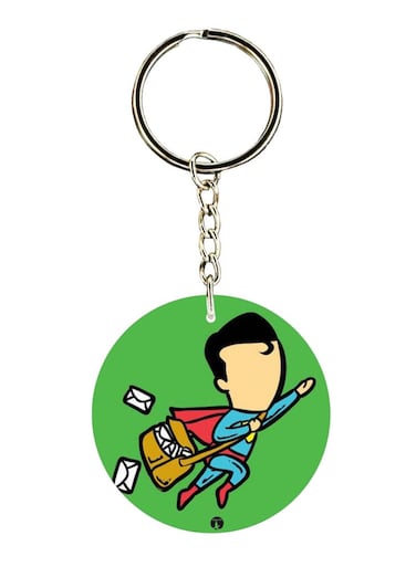 Double Sided Superman Printed Keychain