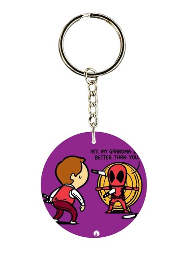 Double Sided Deadpool Printed Keychain