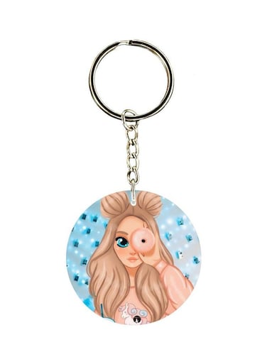 Girl Printed Double Sided Keychain