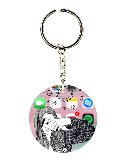 A Girl Double Side Printed Keychain