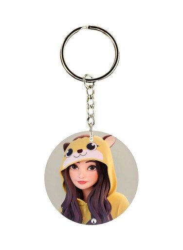 Girl Printed Double Sided Keychain