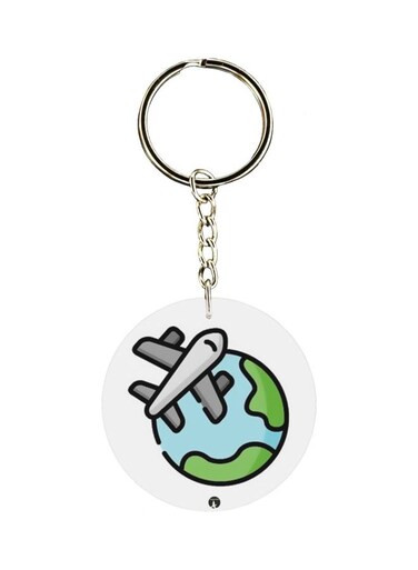 Flying Aeroplane Printed Keychain