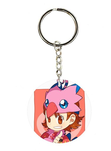 Double Side Anime Digimon Printed Keychain