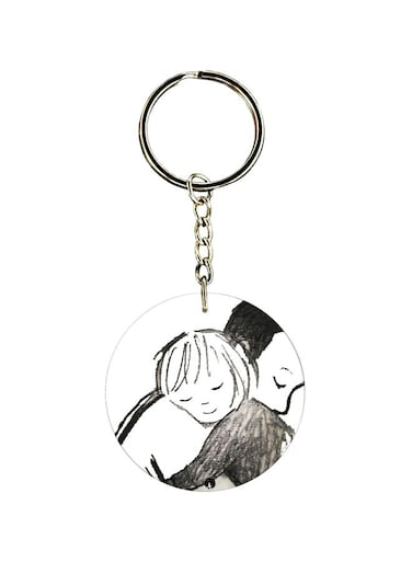 Double Sided Father Child Printed Keychain