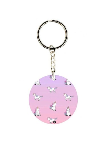 Double Sided Unicorn Printed Keychain