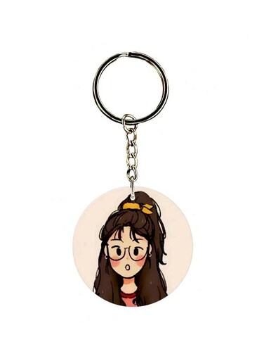Girl Printed Double Sided Keychain