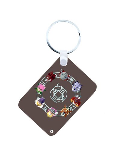 Anime Digimon Printed Keychain Brown/Red/Pink