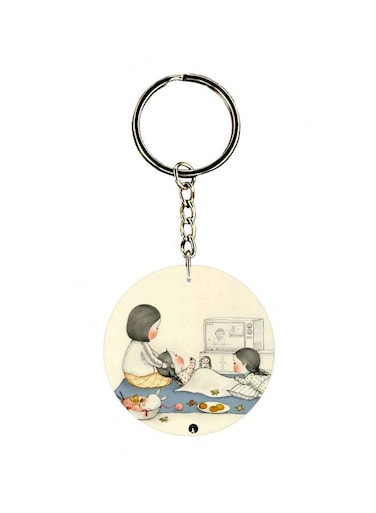 Cartoon Printed Double Sided Keychain