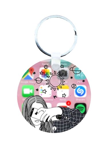Girl Printed Wooden Keychain