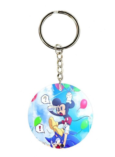 Sonic And Mickey Double Side Printed Keychain