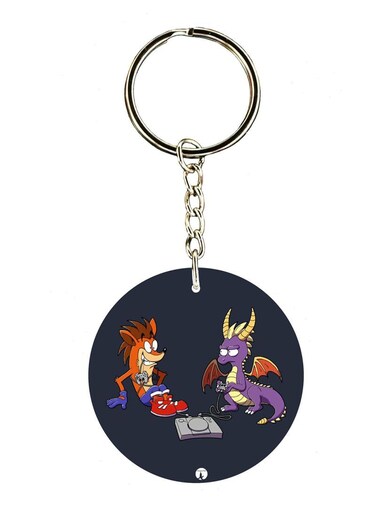 Crash And Spyro Double Side Printed Keychain