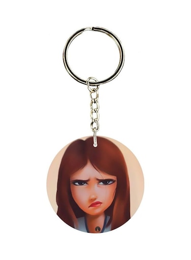 Barbie Girl Face Printed Double Sided Keychain